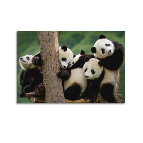 GEAD Tierposter Panda-Familie, dekoratives Gemälde, Leinwand-Kunstbild, 40 x 60 cm von GEAD