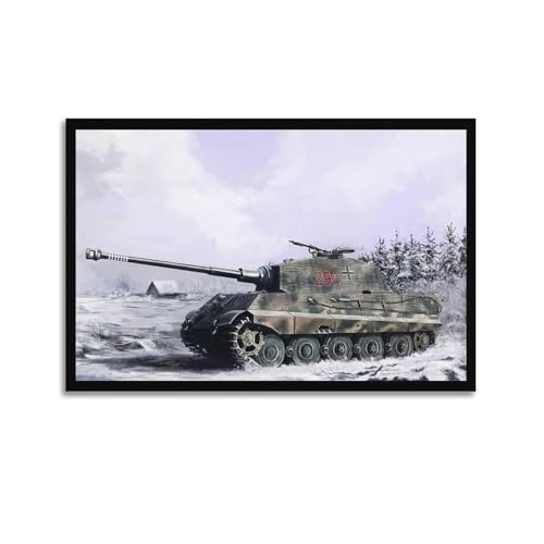 GEAD WWII Art Poster Deutschland, königlicher Tiger Panzer, dekoratives Gemälde, Leinwand-Kunstbild, 30 x 45 cm von GEAD