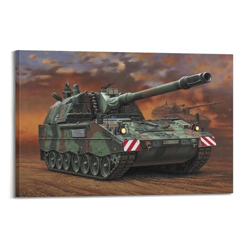 GEAD WWII Art Poster Deutschland Panzerhaubitze 2000, dekoratives Gemälde, Leinwand-Kunstbild, 60 x 90 cm von GEAD