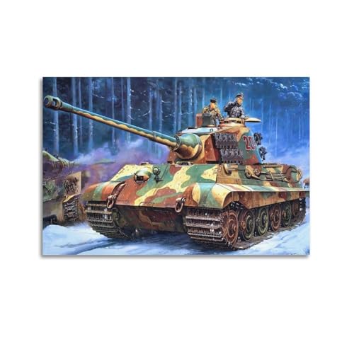 WWII Art Poster Deutscher schwerer Panzer König Tiger dekoratives Gemälde Leinwand Kunst Bild 30 x 45 cm von GEAD