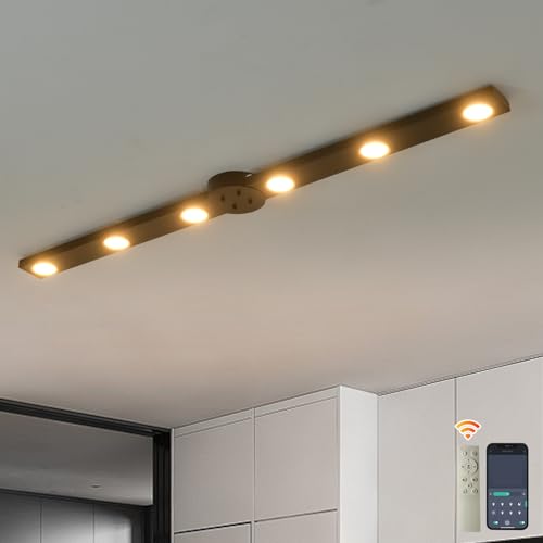 GEADI Deckenlampe 120CM, 30W Dimmbar LED Deckenleuchte mit Fernbedienung, 6 Flammig Einstellbar Küchenlampe, Lang Deckenstrahlerleuchte Schwarz für Wohnzimmer, Schlafzimmer, Esstisch, Flur GEADI Deckenlampe 120CM, 30W Dimmbar LED Deckenleuchte mit Fernbedienung, 6 Flammig Einstellbar Küchenlampe, Lang Deckenstrahlerleuchte Schwarz für Wohnzimmer, Schlafzimmer, Esstisch, Flur von GEADI