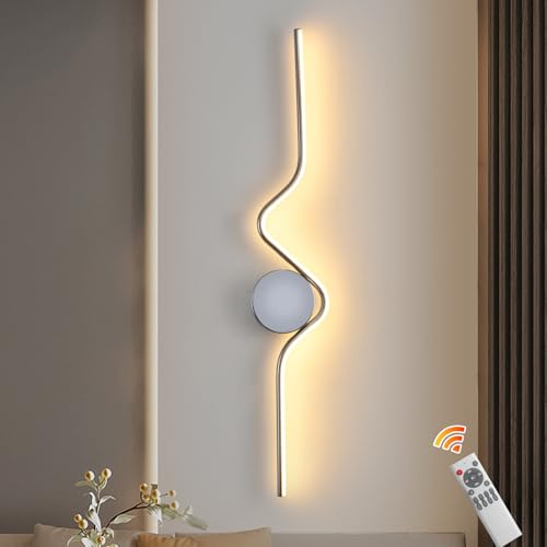GEADI Modern Wandleuchte 87cm, 16W LED Wandlampe Dimmbar, Linear Wandleuchten mit Fernbedienung für Schlafzimmer, Wohnzimmer, Flur von GEADI