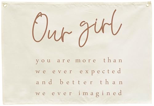 Banner Wanddekoration, Poster, Flagge, Schild, Kunst für Babyparty, Babyparty, Mädchen, Kinderzimmer, Schlafzimmer, Spielzimmer, Haustür, Mädchenzimmer, Geschenk - Our Girl You Are More Than We Ever Banner Wanddekoration, Poster, Flagge, Schild, Kunst für Babyparty, Babyparty, Mädchen, Kinderzimmer, Schlafzimmer, Spielzimmer, Haustür, Mädchenzimmer, Geschenk - Our Girl You Are More Than We Ever von GEANHIL