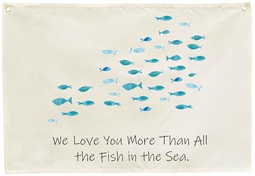 Banner Wanddekoration, Poster, Flagge, Schild für Babyparty, Neugeborene, Jungen, Mädchen, Kinderzimmer, Schlafzimmer, Spielzimmer, Haustür, Weihnachtsgeschenk, "We Love You More Than All the Fish in Banner Wanddekoration, Poster, Flagge, Schild für Babyparty, Neugeborene, Jungen, Mädchen, Kinderzimmer, Schlafzimmer, Spielzimmer, Haustür, Weihnachtsgeschenk, "We Love You More Than All the Fish in von GEANHIL