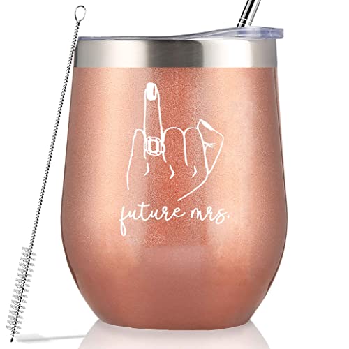 GEANHIL Future Mrs-Engagement Geschenke für Frauen – Bride to Be – neu verlobt – Brautparty-Geschenk für Braut – Junggesellinnenabschied-Geschenke für sie, 340 ml rotgoldener Becher Kaffeetasse Tasse von GEANHIL