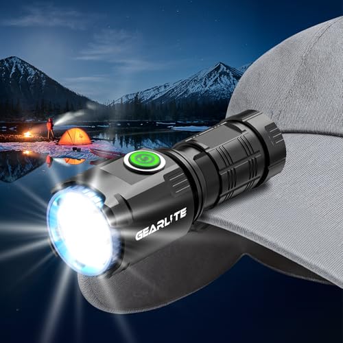 GEARLITE EDC Mini LED Taschenlampe 1000 Lumen mit 3 LEDs, 5 Modi Taschenlampe LED Aufladbar mit Magnetische Klappe, Handklampe IPX4 Wasserdicht für Stirnlampe, Outdoor, Camping, Notfälle GEARLITE EDC Mini LED Taschenlampe 1000 Lumen mit 3 LEDs, 5 Modi Taschenlampe LED Aufladbar mit Magnetische Klappe, Handklampe IPX4 Wasserdicht für Stirnlampe, Outdoor, Camping, Notfälle von GEARLITE