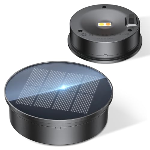 GEARLITE Solarlampen Ersatz Top 8cm, Garten Solarleuchten Ersatzteile mit Warm/Weißem LED, 800 mAh Solarbatteriekasten mit hocheffizienten Solarpanels für Solarlampen Laterne Deckel Garten 2 Stück von GEARLITE