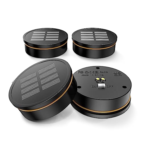 GEARLITE Solarlampen Ersatz Top 8cm, Garten Solarleuchten Ersatzteile mit 2 LED (Warm/Weiß), 800 mAh Solarbatteriekasten mit hocheffizienten Solarpanels für Solarlampen Laterne Deckel Garten 4 Stück von GEARLITE