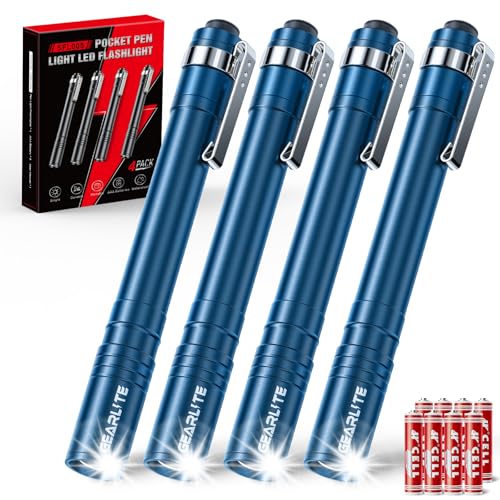 GEARLITE Taschenlampe, Mini LED Kleine Taschenlampe, IPX4 Wasserdicht Stiftlampe, Handheld Taschenlampe Klein, Stift Lampe Perfekt für Inspektion, Arbeit, Reparatur, Zuhause, Notfälle - Blau von GEARLITE