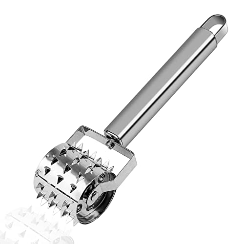 GEBAUM 19 CM Meat Tenderizer Tool, Silberner Edelstahl Fleischklopfer Hammer, Rollentyp Fleischklopfer Hammer Mallet, Zum Marinieren von Fleisch wie Steaks und Schweinekoteletts von GEBAUM