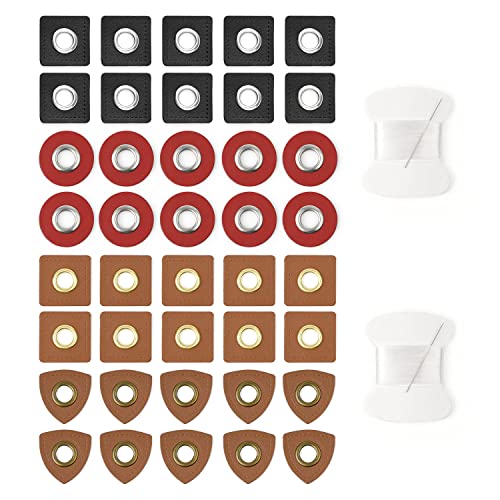 GEBAUM 4 Arten von Ösenpatch 40 Stück, Schickes Leder Patch ist Frei kombinierbar, Kunstleder Ösen Patch wird mit 2 Rollen Nähgarn Geliefert, Geeignet zum Basteln oder Nähen von Kleidung GEBAUM 4 Arten von Ösenpatch 40 Stück, Schickes Leder Patch ist Frei kombinierbar, Kunstleder Ösen Patch wird mit 2 Rollen Nähgarn Geliefert, Geeignet zum Basteln oder Nähen von Kleidung von GEBAUM