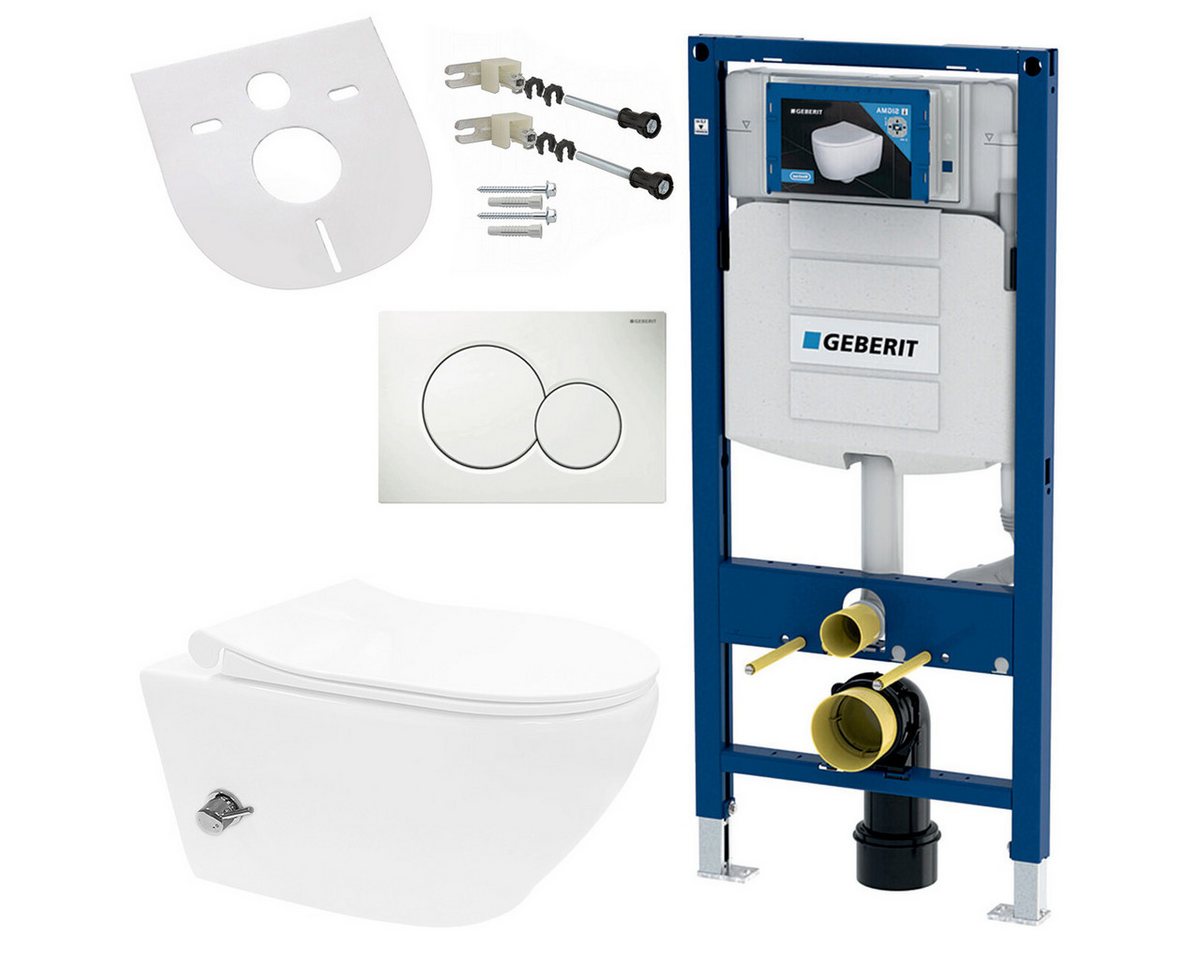 GEBERIT Tiefspül-WC GEBERIT-AL55800-SET, Geberit Spülrandloses Wand Hänge WC Set Vorwandelement Taharet von GEBERIT