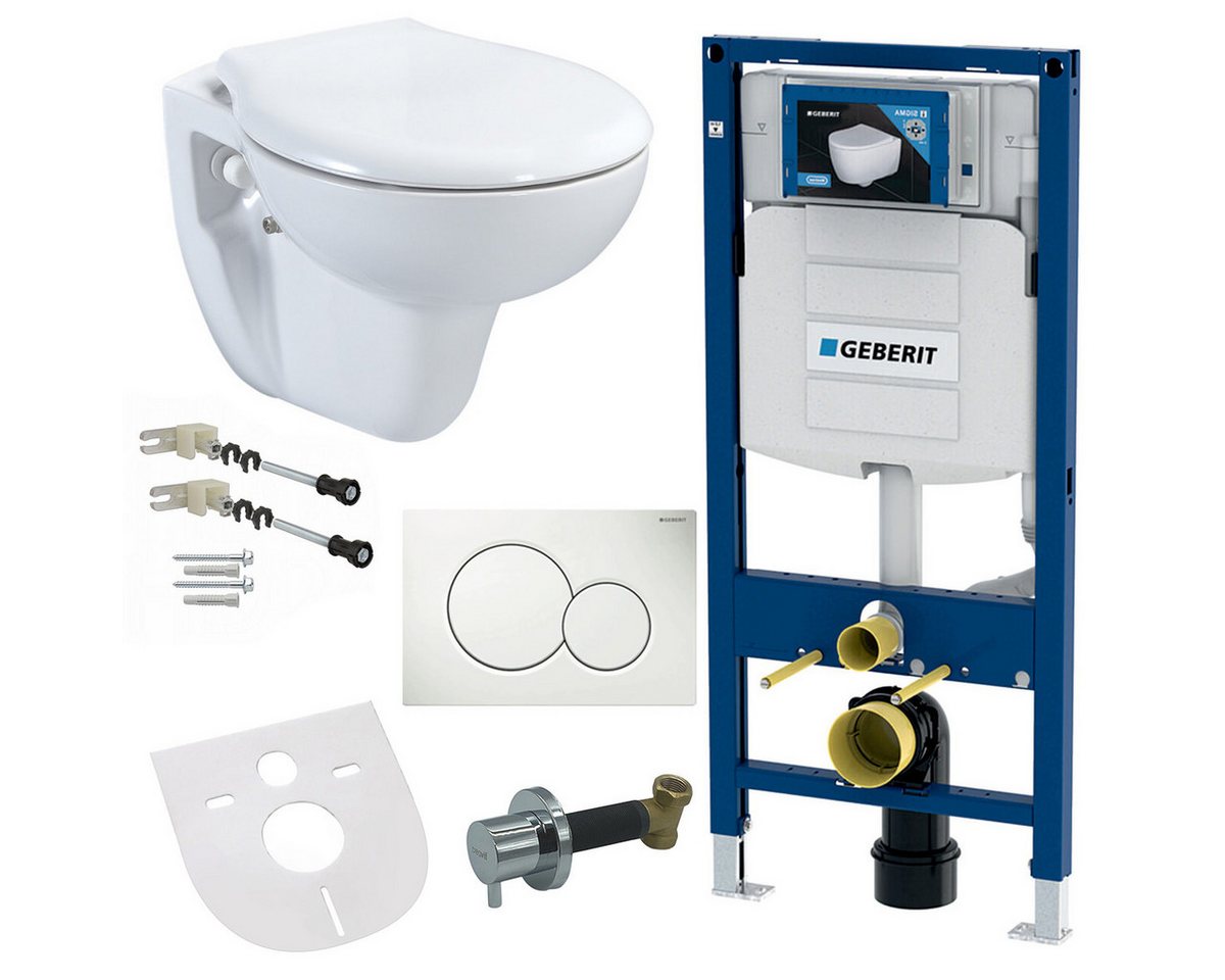 GEBERIT Tiefspül-WC GEBERIT-EW4001-SET, Geberit Taharet Bidet Wand Hänge WC Weiß Vorwandelement von GEBERIT