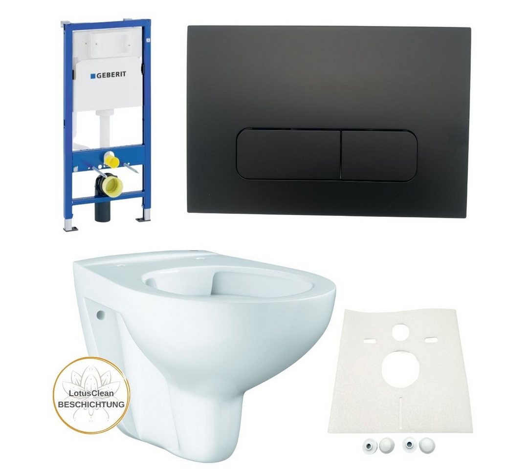 GEBERIT Vorwandelement WC Geberit Spülkasten Grohe WC Drückerplatte schwarz, Spar-Set von GEBERIT