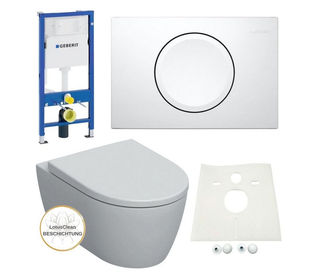 GEBERIT Vorwandelement WC Geberit Spülkasten Icon WC spülrandlos beschichtet, Spar-Set von GEBERIT