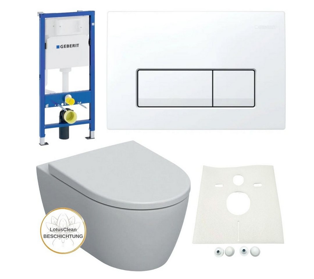 GEBERIT Vorwandelement WC Geberit Spülkasten Icon WC spülrandlos beschichtet, Spar-Set von GEBERIT