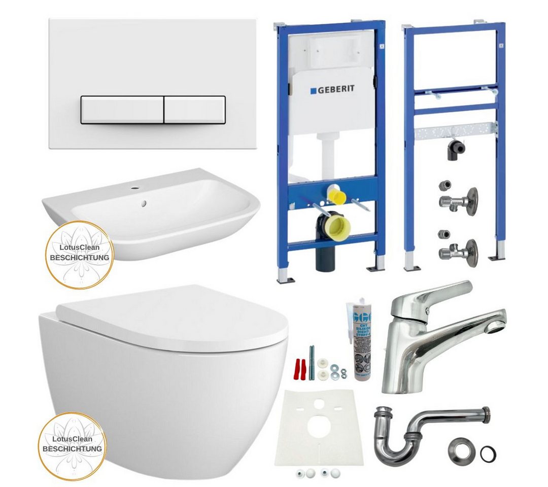 GEBERIT Vorwandelement WC Geberit Spülkasten WC randlos Waschbecken Bad Set, Spar-Set von GEBERIT