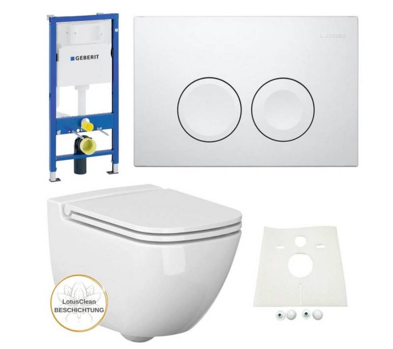 GEBERIT Vorwandelement WC Geberit Vorwandelement + Ference WC + Drückerplatte + WC-Sitz Delta21, Spar-Set von GEBERIT