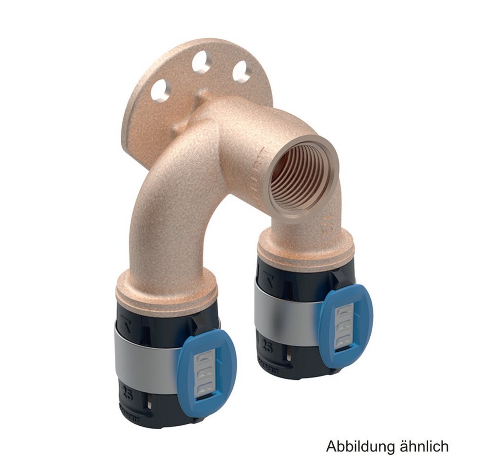 GEBERIT Wasserrohr Geberit FlowFit Doppelanschlusswinkel 90°, 20 mm x 1/2" x 20 mm, L: 52 von GEBERIT