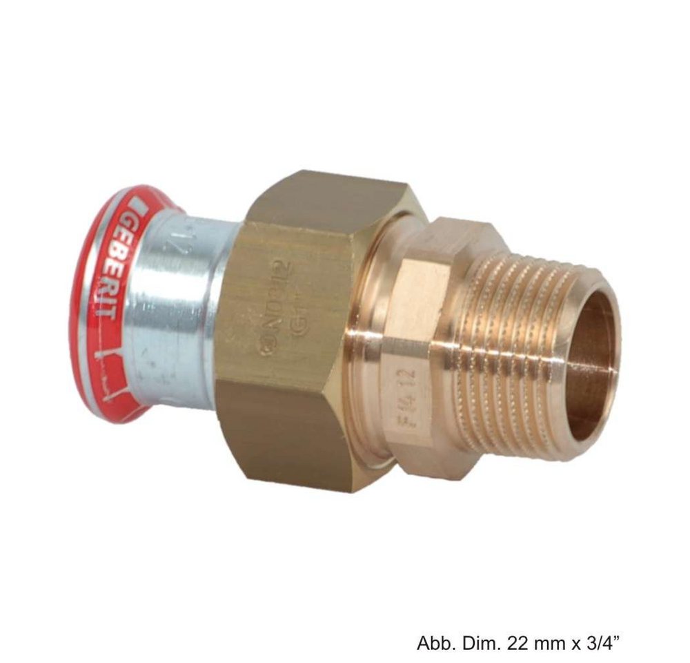 GEBERIT Wasserrohr Geberit Mapress C-Stahl Verschraubung m. AG flachdichtend, 22mm x 1" von GEBERIT