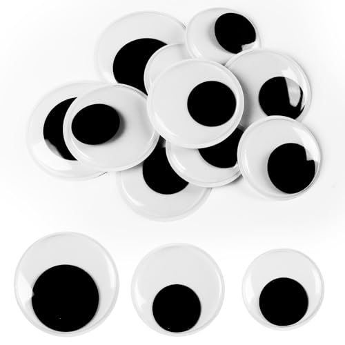 GEBETTER 10 Stück Selbstklebende Wackelaugen 80mm + 70mm + 60mm Kunststoff Puppe Augen Kulleraugen Aufkleber zum Basteln Zubehör für DIY Scrapbooking Spielzeug Zubehör von GEBETTER