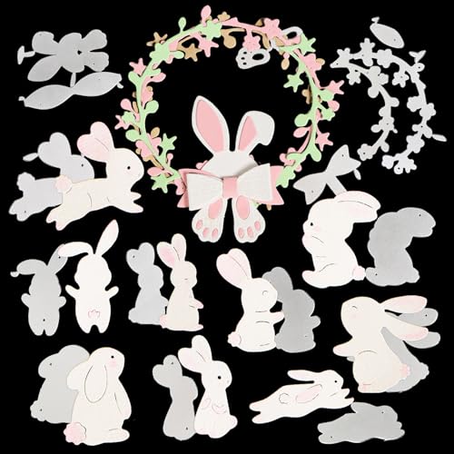 10 Stück Stanzschablonen Ostern Kaninchen Metall Prägeschablone Hasen Kranz Stanzformen Schablonen für Scrapbooking Karten Deko Handwerk DIY Dekoration Geschenk von GEBETTER