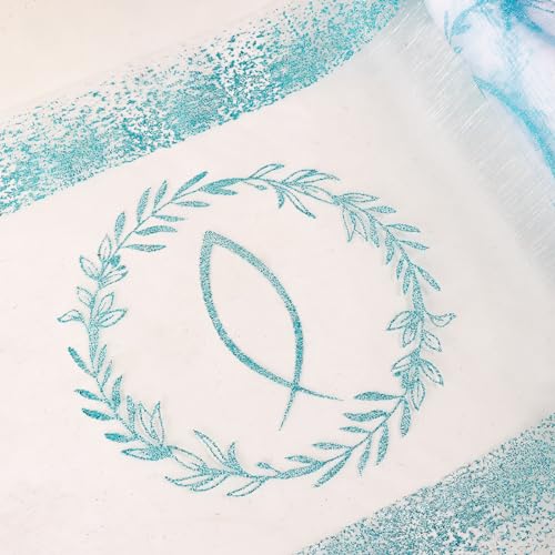 10 Y x 29 cm Fisch Organza Rollen Transparent Organzastoff Tischläufer perfekt als Kommunion Konfirmation Taufe Firmung Party Dekoration Geschenk Schleife Accessoire (Blau Fisch) von GEBETTER
