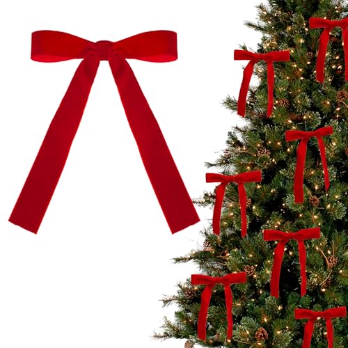 12 Stück 13x18cm Weihnachten Schleifen Zierschleifen Weihnachtsbaum Bögen Weihnachtsdeko Weihnachtsschleifen Weihnachtsbogen Geschenkschleife für Weihnachtskranz Dekorationen Geschenke (Rot) von GEBETTER