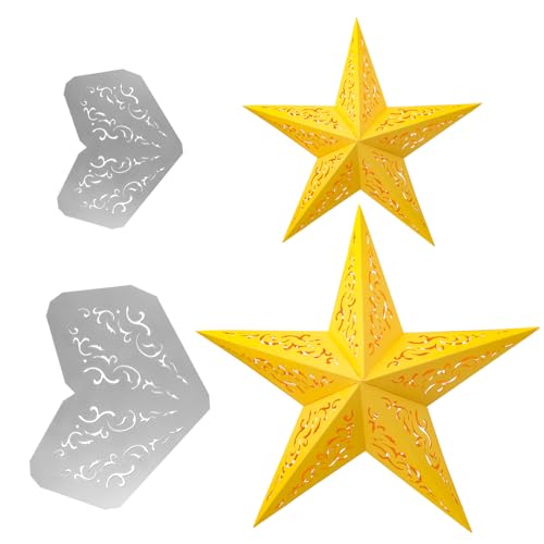 GEBETTER 2 Stück 5-eckig Faltstern Stanzschablonen Metall weihnachtssterne DIY Stanzschablone Prägeschablonen Stanzformen Schablonen Fenster Dekoration Advent Christmas von GEBETTER