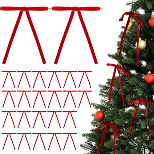 24 Stück 13x18cm Weihnachten Schleifen Zierschleifen Weihnachtsbaum Bögen Weihnachtsdeko Weihnachtsschleifen Weihnachtsbogen Geschenkschleife für Weihnachtskranz Dekorationen Geschenke (Rot) von GEBETTER