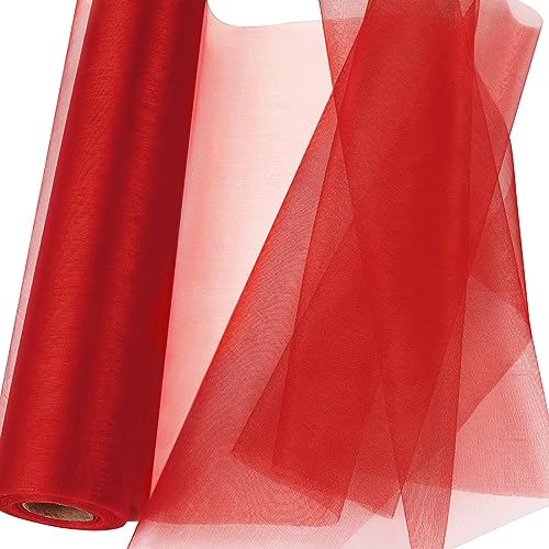 26 m x 29 cm Organza Rollen Rot Transparent Organzastoff Tischläufer perfekt als Weihnachten Hochzeiten oder Party Dekoration Geschenk Schleife Accessoire 26 m x 29 cm Organza Rollen Rot Transparent Organzastoff Tischläufer perfekt als Weihnachten Hochzeiten oder Party Dekoration Geschenk Schleife Accessoire von GEBETTER