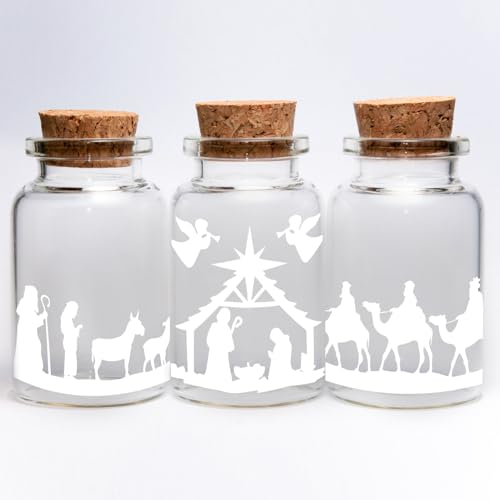 3 Blätter Weihnachtsaufkleber Weihnachtskrippe Selbstklebend Fensteraufkleber Weihnachten Aufkleber Weihnachtssticker Deko Sticker für DIY Basteln Geschenke (Weiß) von GEBETTER