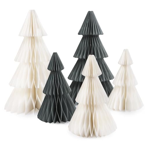 5 Stück 2 Größe Weihnachtsbaum Tischdeko Magnetverschluss Weihnachten Party Bienenwaben Mittelstück Tannenbaum Dekoration Tischaufsätze für Weihnachtsdeko Papierbaum (Grau + Weiß, 25cm*2 + 15cm*3) 5 Stück 2 Größe Weihnachtsbaum Tischdeko Magnetverschluss Weihnachten Party Bienenwaben Mittelstück Tannenbaum Dekoration Tischaufsätze für Weihnachtsdeko Papierbaum (Grau + Weiß, 25cm*2 + 15cm*3) von GEBETTER