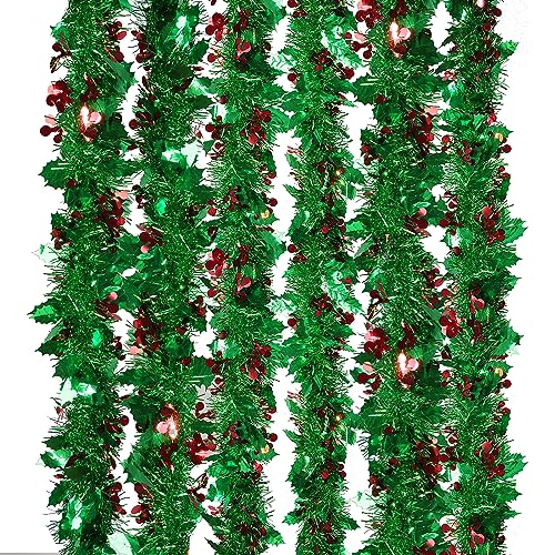 6 Stück x 2 M Weihnachten Lametta Girlande Glänzend Metallisch Girlande Weihnachtsbaum Hängende Dekorationen für Weihnachten Ferien Indoor und Outdoor Weihnachtsdeko Streifen Christbaum von GEBETTER