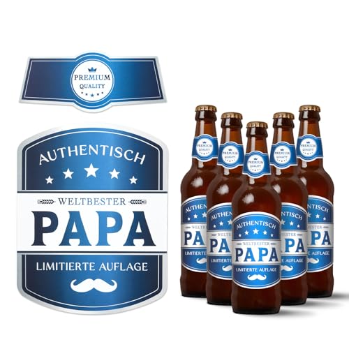 6 Stück Bier Flaschenetiketten Bester Papa Bierflaschen Sticker Weinflaschen Aufkleber Herren selbstklebend Etikett werdender Vater Geschenke für Männer Geburtstag Weihnachten Party von GEBETTER