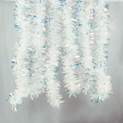 6 Stück x 2 M Lametta Girlande Glänzend Metallisch Girlande Weihnachtsbaum Hängende Dekorationen für Hochzeit Geburtstag Karneval Weihnachten Ferien Weihnachtsdeko Christbaum (2 Meter - Weiß) von GEBETTER