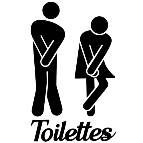 Französisch WC Tür Aufkleber 20x12cm schwarz selbstklebend für Badezimmer Bad Toilette Wandtattoo Unisex Wand Sticker lustig Dekoaufkleber von GEBETTER