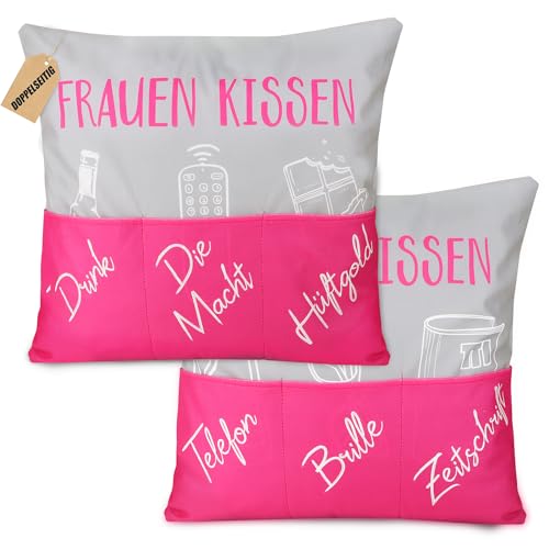 GEBETTER 45 x 45cm Zierkissenbezug mit 6 Taschen Frauen Kissen Lustige Kissenbezug zum Befüllen Kissenhülle Geschenk Zierkissenhülle zum Geburtstag Dekokissenhülle Weihnachten Sofakissenhülle von GEBETTER