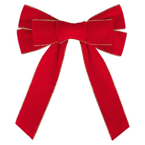 GEBETTER 6 Stück Weihnachten Schleifen Zierschleifen Weihnachtsbaum Bögen Weihnachtsdeko Weihnachtsschleifen Weihnachtsbogen Geschenkschleife für Weihnachtskranz Dekorationen Geschenke (Rot, 23x30cm) von GEBETTER