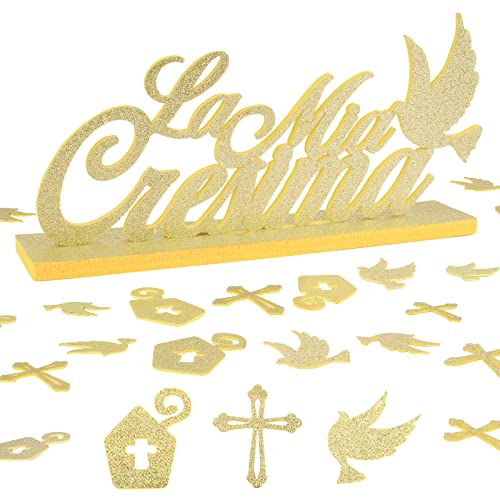Italienisch 37 Stk Konfirmation Tischdeko Filz 1* Aufsteller La Mia Cresima Schriftzug 36 * Streudeko Dekoration für Taufe Konfirmation Junge Mädchen von GEBETTER