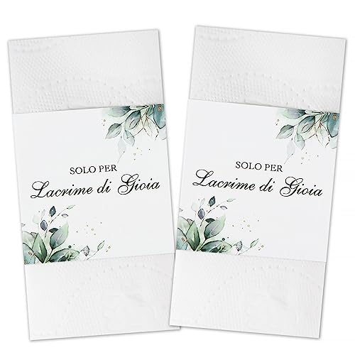 Italienisch 50 Stück Freudentränen Banderolen 13 x 5,5 cm Taschentücher Banderole Serviette Mit Doppelseitiges Klebeband für Hochzeit Jubiläum Geburtstag Taufe Italienisch 50 Stück Freudentränen Banderolen 13 x 5,5 cm Taschentücher Banderole Serviette Mit Doppelseitiges Klebeband für Hochzeit Jubiläum Geburtstag Taufe von GEBETTER
