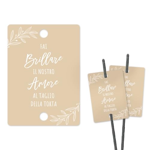 Italienisch 50 Stück Hochzeit Schilder für Wunderkerzen Leuchtstäbe Etiketten Knicklichter Hochzeitsschilder Tischdeko für Hochzeitsdeko Hochzeit Party Zubehör Gastgeschenk (50* Braun) von GEBETTER