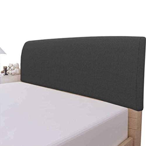 GEBIN Bett Kopfteil Abdeckung Modern Nordisch Plüsch Verdicken Elastische All-Inclusive Bett Kopf Abdeckung Bett Kopf Zurück Schutz Staub Abdeckung Kopfteil Abdeckungen (Dunkelgrau,220cm) von GEBIN