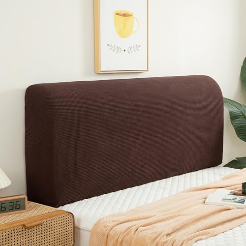 GEBIN Bett Kopfteil Abdeckung Modern Nordisch Plüsch Verdicken Elastische All-Inclusive Bett Kopf Abdeckung Bett Kopf Zurück Schutz Staub Abdeckung Kopfteil Abdeckungen (Schokolade,220cm) von GEBIN