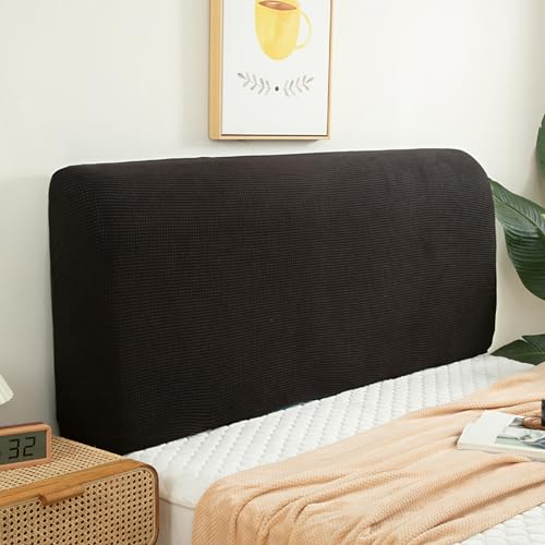 GEBIN Bett Kopfteil Abdeckung Modern Nordisch Plüsch Verdicken Elastische All-Inclusive Bett Kopf Abdeckung Bett Kopf Zurück Schutz Staub Abdeckung Kopfteil Abdeckungen (Schwarz,200cm) von GEBIN