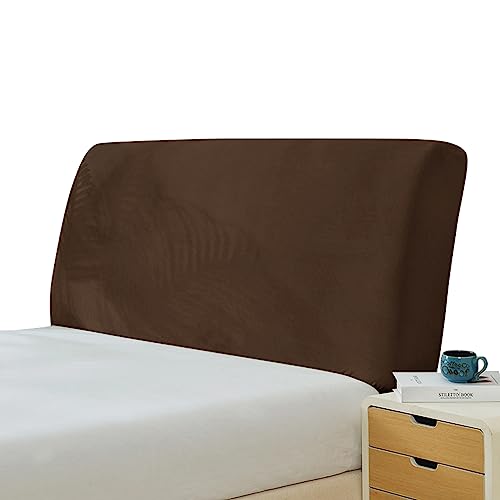 GEBIN Bettkopfteil Hussen, Bett Kopfteil Bezug, Stretch Bett Kopfteil Schonbezug, Staubdichte Schutzhülle für gepolsterte Schlafzimmer Kopfteil, Samt Stoff (Braun,120-140cm) von GEBIN