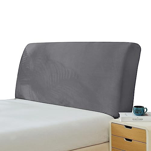 GEBIN Bettkopfteil Hussen, Bett Kopfteil Bezug, Stretch Bett Kopfteil Schonbezug, Staubdichte Schutzhülle für gepolsterte Schlafzimmer Kopfteil, Samt Stoff (Hellgrau,180-200cm) von GEBIN