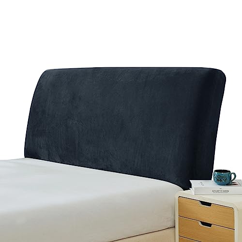 GEBIN Bettkopfteil Hussen, Bett Kopfteil Bezug, Stretch Bett Kopfteil Schonbezug, Staubdichte Schutzhülle für gepolsterte Schlafzimmer Kopfteil, Samt Stoff (Schwarz,120-140cm) von GEBIN