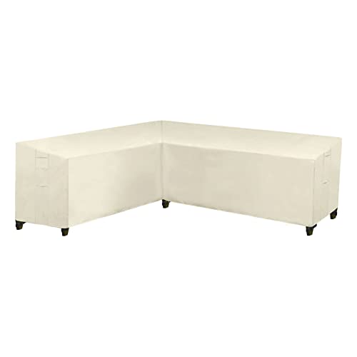 Garten Gartenmöbel Abdeckung L-Form, Ecksofa Schutzhülle, Wasserdicht Winddicht, Abdeckplane für Outdoor Ecksofa Eck-Loungegruppe (300x300x98x70cm,Beige) von GEBIN