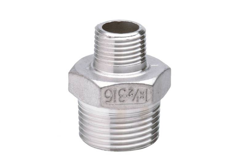 GEBO Gewindefitting Edelstahl Fitting Reduziernippel 1 x 3/4 Zoll Übergangsnippel von GEBO